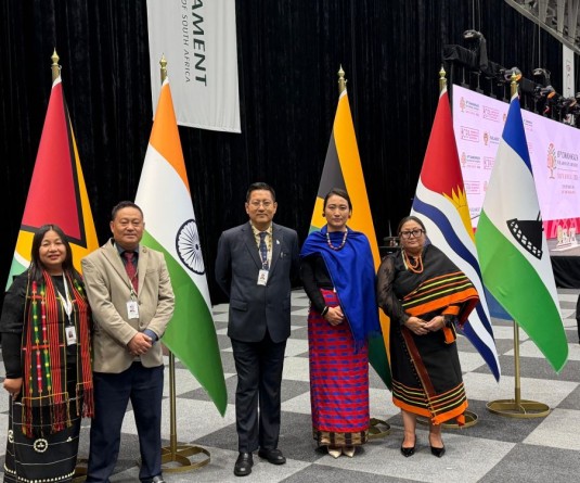 Sharingain Longkumer, Speaker of NLA, along with his spouse; S Toiho Yeptho, Deputy Speaker, along with his spouse; and Khruohituonuo Rio, Secretary, NLA.