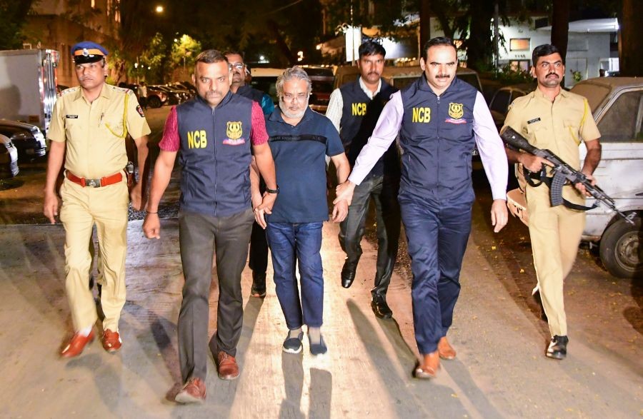 Notorious drug trafficker Mohammad Salim Dola, a close aide of fugitive gangster Dawood Ibrahim, is brought to the Narcotics Control Bureau office after being flown in from Delhi, in Mumbai district of Maharashtra on April 29, 2026. (IANS Photo)