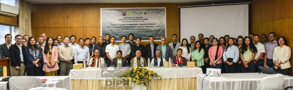 Principal Secretary, DEFCC, Chairman NSBB and Development Commissioner, Y Kikheto Sema, with other officials and participants during the inaugural workshop on Revision of Nagaland State Biodiversity Strategy and Action Plan at Hotel Japfü, Kohima September 23. (DIPR Photo)