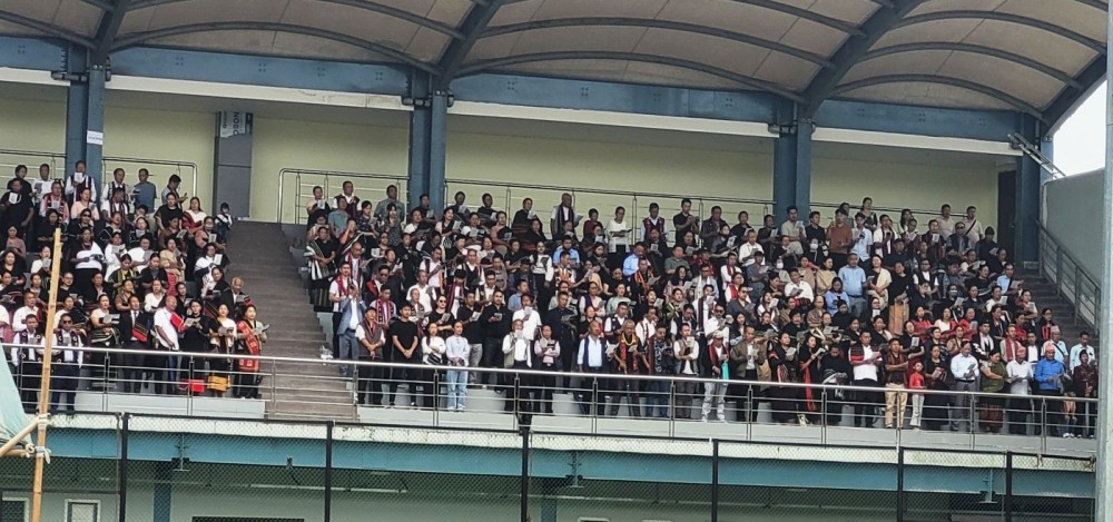 A large section of people gathered at the Khouchiezie Local Ground, Kohima for a rally organised by the Nagaland Joint Christian Forum on September 12. (Morung Photo)