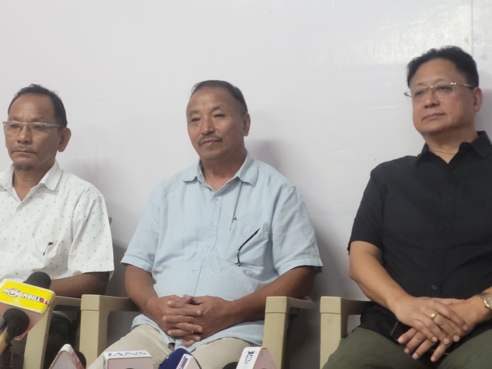 Supongmeren Jamir, Apok Jamir and other at the press conference in Kohima on September 25. (Morung Photo)