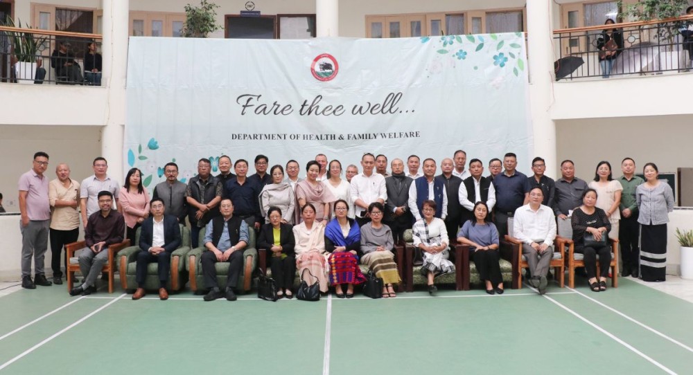Health & Family Welfare officials with outgoing Principal Director Dr Mereninla Senlem and Director (Health) Dr Menguzenuo Margaret Yhome during the farewell programme in Kohima on September 2. (Photo Courtsy: DoH&FW)