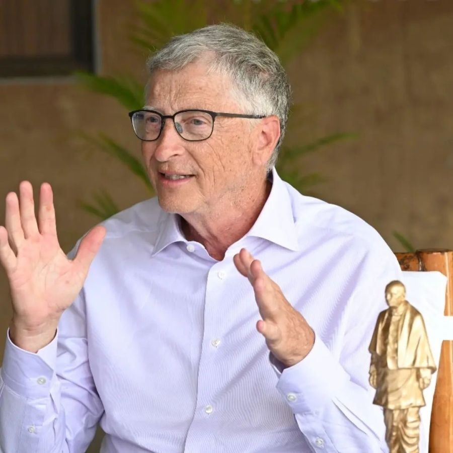 Microsoft co-founder Bill Gates during his visit to the Statue of Unity, in Kevadiya, March 1, 2024.(IANS File Photo)