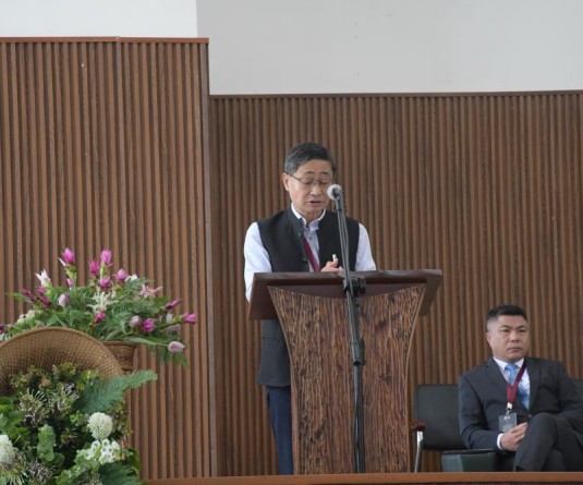 Chief Secretary Sentiyanger Imchen addressing Capacity Building programme for Village Level Functionaries at Kohima Village Multi Purpose Building on September 29. (Morung Photo)