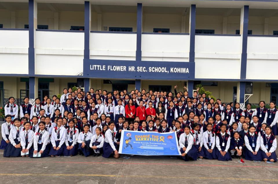 Students and participants during the Suicide Prevention Week awareness programme organised by DMHP Kohima at Little Flower Higher Secondary School, Kohima, on September 15. (Photo Courtesy:  DMHP Kohima)