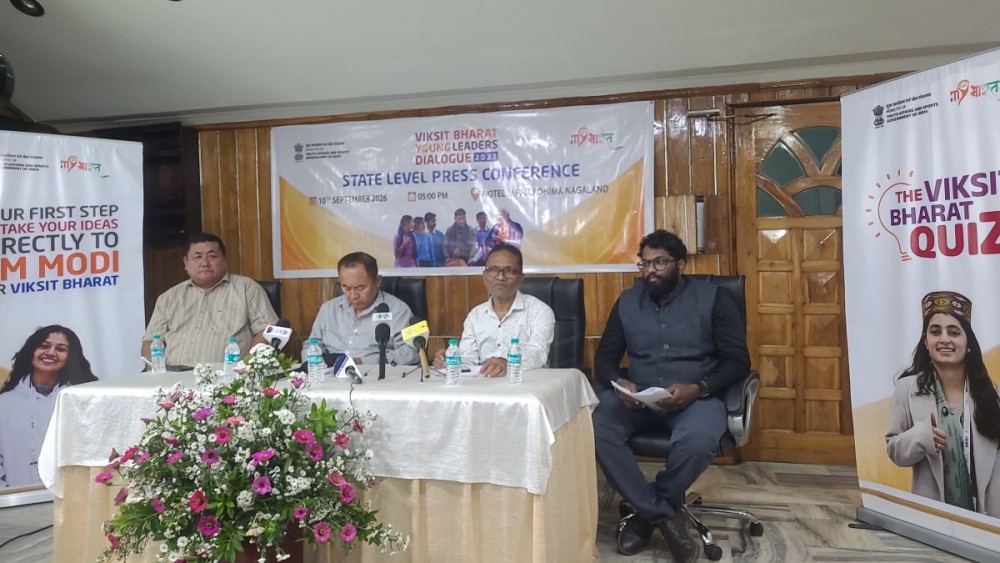 Officials during press conference on Viksit Bharat Young Leaders Dialogue in Kohima on September 10. (Morung Photo)
