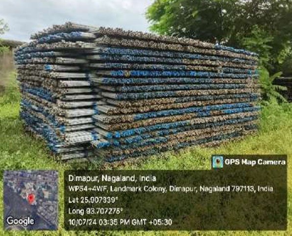Galvanised Mild Steel (GMS) pipes were found lying in the Central Store at Dimapur in July 2024. As per the CAG, the Department’s claim of full distribution of pipes to PIUs was found to be incorrect, as 5.14 lakh metres of pipes valued at Rs 18.18 crore were found in the store, indicating violation of Rule 211(i) of the GFR, 2017. The State Government attribute the same to heavy monsoon.