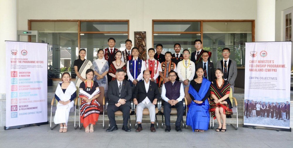 CM Rio, officials and 18 fellows during the launch of the CMFPN at the CMRC Conference Hall in Kohima on September 24. (Photo Courtesy: X@abumetha)