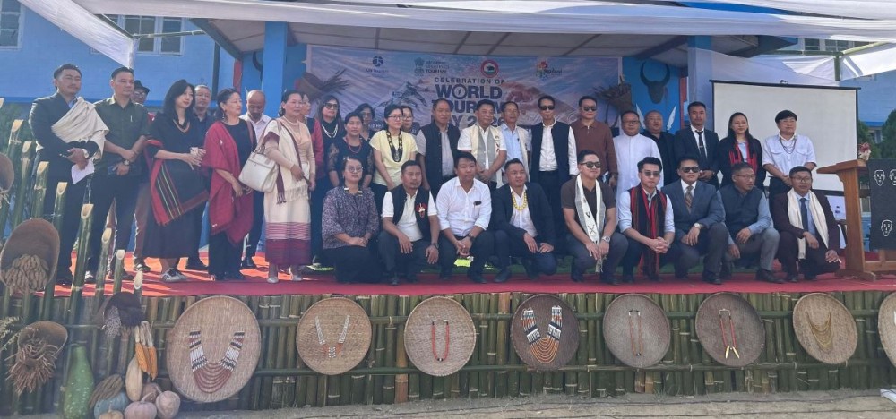 Nagaland Tourism Commissioner & Secretary Kovi Meyase, Director Veyielo Doulo and others during the observance of World Tourism Day at Chizami on September 27. (Morung Photo)