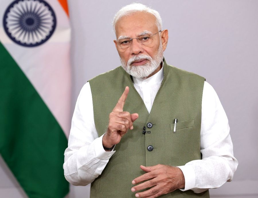 Prime Minister Narendra Modi called on the world to initiate measures that can make Earth a greeener planet on the occassion of the first International solar festival via video conferencing in Singapore on September 05, 2024.(Photo: IANS)
