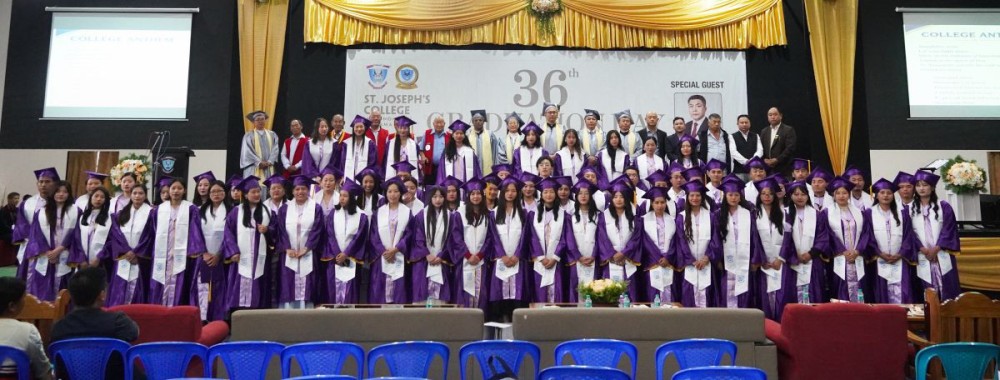 Graduating students and faculty members gathered during the 36th Graduation Day ceremony at St. Joseph's College (Autonomous), Jakhama, on October 10.