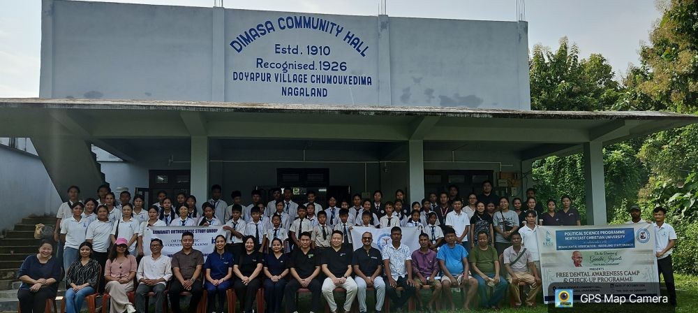 Officials and participants during the dental awareness camp and free dental check-up held at Dimasa Community Hall, Doyapur village on October 1.