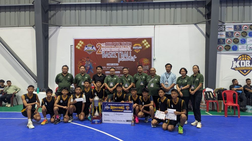Champion boys’ team Christ King HSS with executive members of the KDBA on Saturday.
