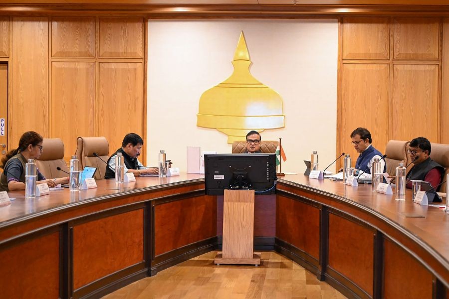 Assam Chief Minister Himanta Biswa Sarma chairs a Cabinet meeting at Lok Sewa Bhawan in Dispur, Assam, on October 23, 2026. (Photo: IANS/X/@CMOfficeAssam)
