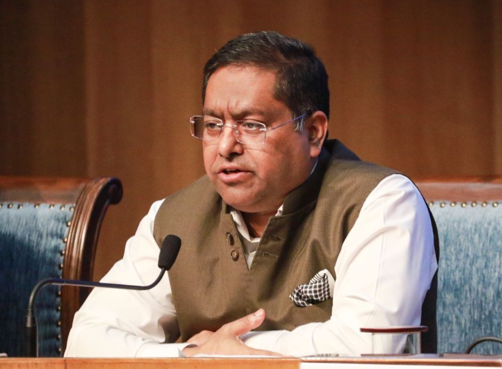Ministry of External Affairs (MEA) Spokesperson and Additional Secretary Randhir Jaiswal during an inter-ministerial briefing on recent developments in West Asia at the National Media Centre in New Delhi on April 01, 2026. (Photo: IANS/Qamar Sibtain)