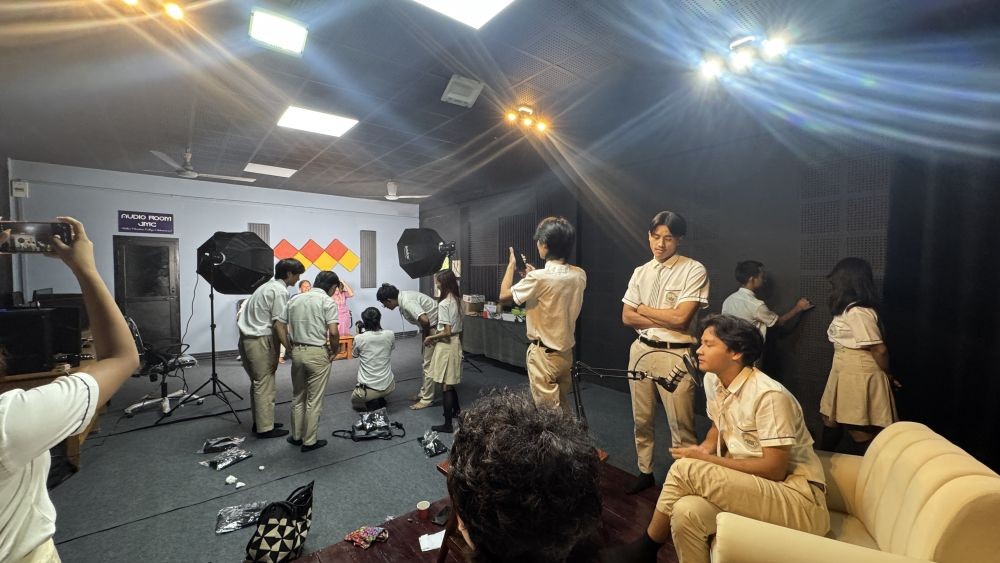 Students explore and test the newly dedicated Journalism & Mass Communication (JMC) Studio at Patkai Christian College (Autonomous) following its inauguration on October 1.