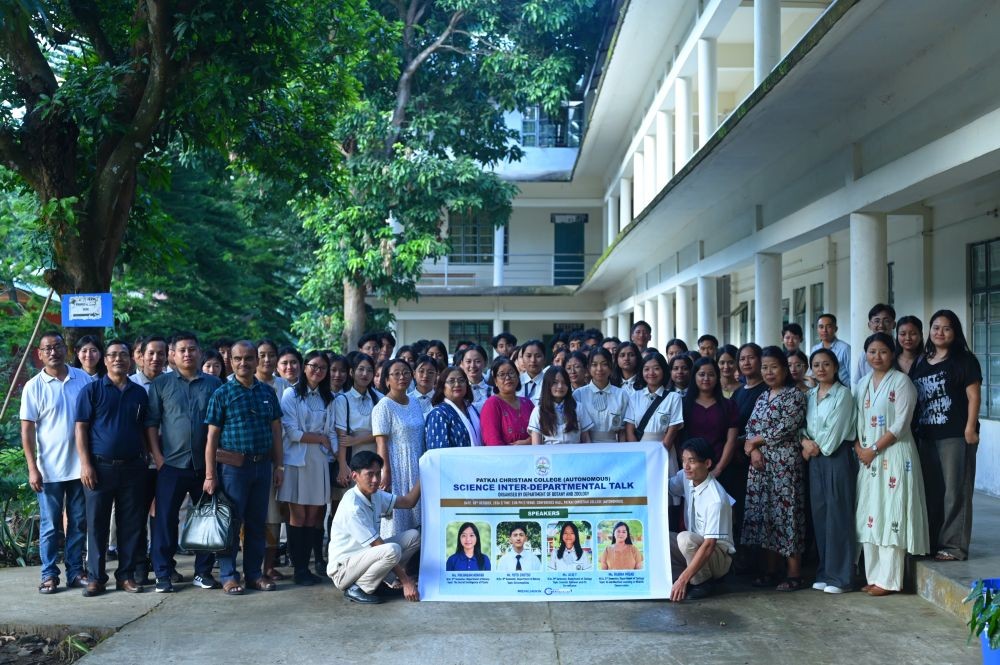 Faculty, students, and presenters during the interdepartmental science talk on emerging scientific developments held at Patkai Christian College (Autonomous).