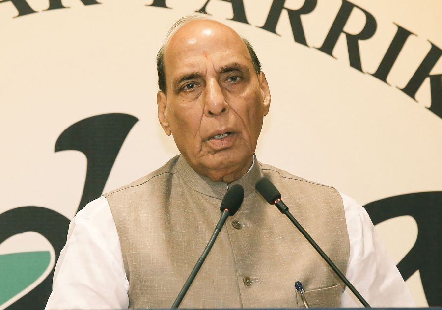 Defence Minister Rajnath Singh addresses the inaugural session of the ASEAN-India Defence Think Tank Forum at the Manohar Parrikar Institute for Defence Studies and Analyses (MP-IDSA) in New Delhi on October 14, 2026. (Photo: IANS/PIB)