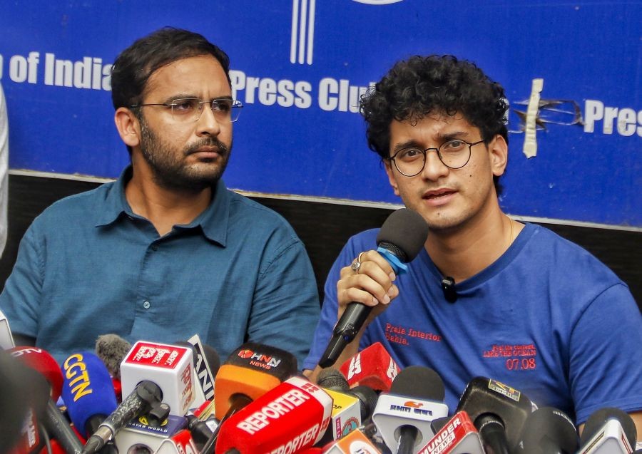 Cockroach Janta Party (CJP) leader Saurav Das addresses a press conference in the presence of party leader Ashutosh Ranka at the Press Club of India in New Delhi on October 11, 2026. (Photo: IANS/Wasim Sarvar)