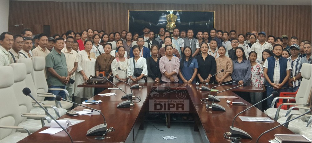 Participants, officials, and CRS functionaries gather at the Deputy Commissioner’s Conference Hall in Mon during the training and sensitisation programme on birth and death registration. (DIPR Photo)