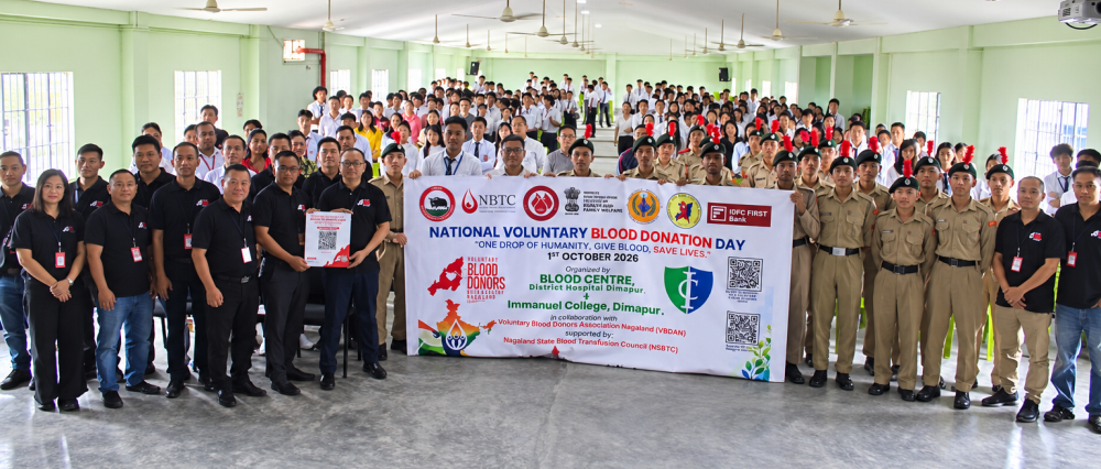 National Voluntary Blood Donation Day 2026 was observed at Immanuel College, Dimapur on October 1.