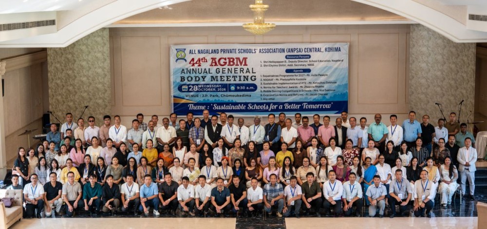 Representatives of private schools and ANPSA Central officials during the association’s 44th Annual General Body Meeting at J.P. Park, Chümoukedima, on October 28. (Photo Courtesy:  ANPSA)