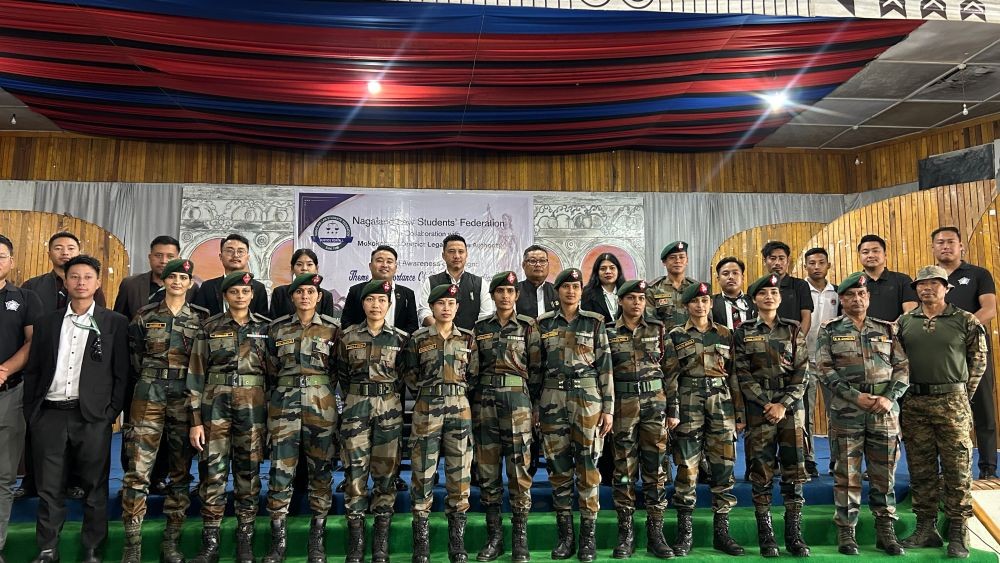 Organisers, dignitaries, and cadets at the legal awareness campaign organized by NLSF at Fazl Ali College, Mokokchung on October 27.