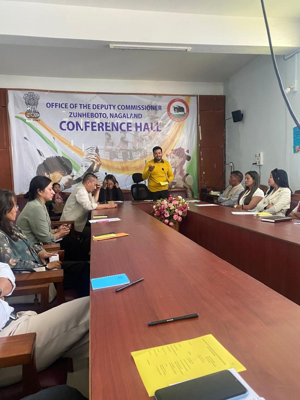 DC Dharam Raj along with other officials during a review meeting held at the DC’s Conference Hall in Zunheboto on October 8.