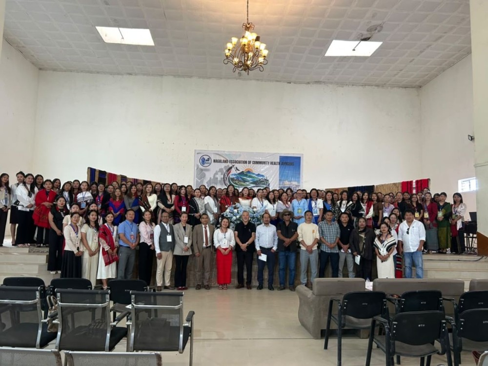 Members of the Nagaland Association of Community Health Officers (NACHO) pose for a group photograph during the Biennial General Meeting held in Wokha on October 8.