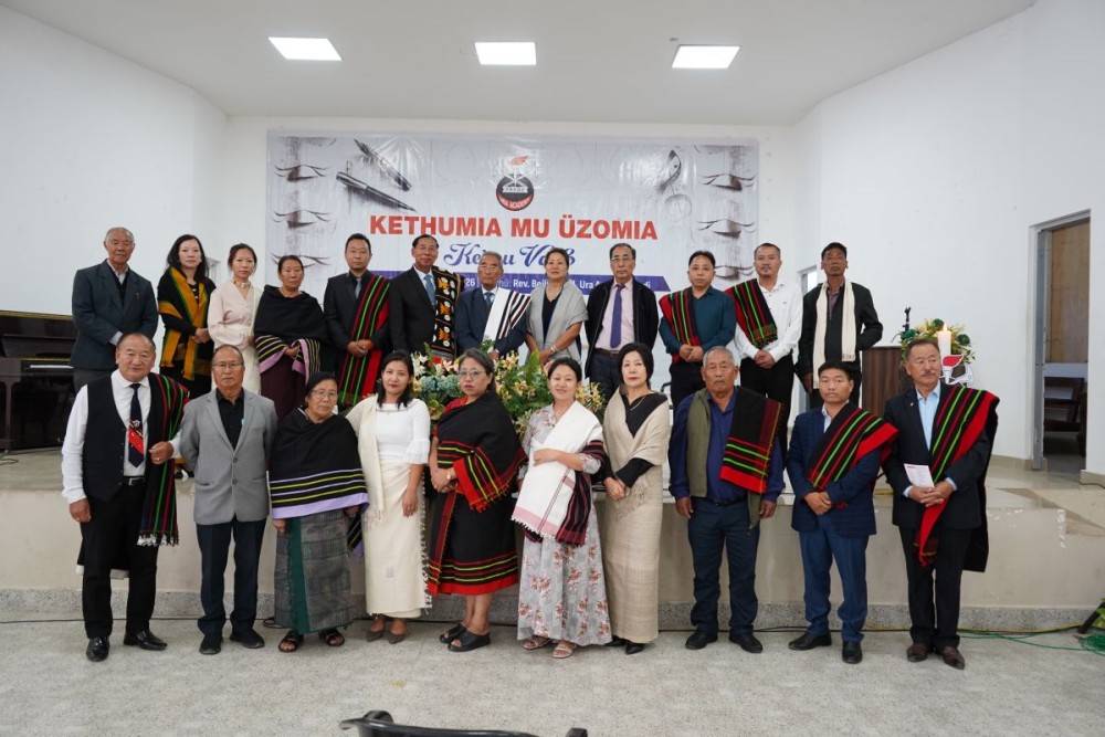 Awardees family and writers of newly released books during the Ura Academy’s 3rd Writers and Poets Meet at Rev Beilieü Hall, Ura Academy, Badi, on October 23.