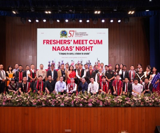 Dignitaries and organisers of the Naga Students' Union Bengaluru (NSUB) 57th Freshers' Meet-cum-Nagas' Night, held at Kristu Jayanti Auditorium, Bengaluru, on October 2.
