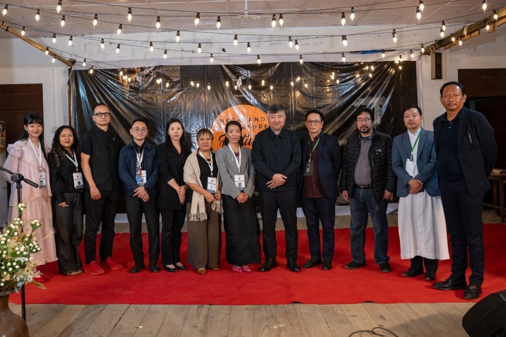 Advisor to Chief Minister & Chairman, IDAN, Abu Metha, Chairman, TaFMA, Theja Meru, Chairman of Nagaland State Mineral Development Corporation, Kuputo Shohe with members of Writers Collective during the closing ceremony of the two-day Nagaland Literature Festival at Don Bosco Higher Secondary School, Kohima on October 31.