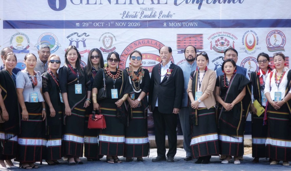 CM Dr Neiphiu Rio with officials and Eastern Nagaland Women Organisation members during the ENWO’s 6th General Conference held at Konyak Heritage, Mon, on October 30.