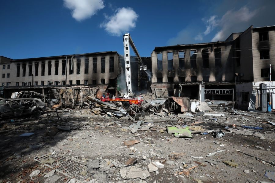 This photo taken on September 8, 2026, shows a scene after Russian strikes in Kyiv, Ukraine. Seven people were killed as Russia struck the Kyiv region with drones and missiles overnight. (Photo: Xinhua via IANS)